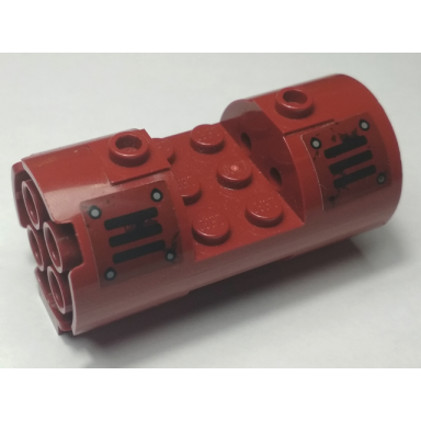 dark red cylinder 3 x 6 x 2 2 3 horizontal - square connections with black vents and rivets pattern model right side stickers - set 70009