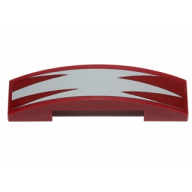 dark red slope curved 4 x 1 x 2 3 double with light bluish gray triangles pattern sticker - set 75012