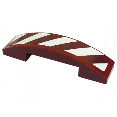 dark red slope curved 4 x 1 x 2 3 double with dark red and white danger stripes pattern sticker - set 60316