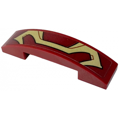 dark red slope curved 4 x 1 x 2 3 double with gold wide armor plate and black lines pattern sticker - set 76247