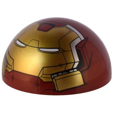 dark red windscreen 10 x 10 x 4 canopy dome half sphere with dual 2 fingers with gold armor hulkbuster face pattern