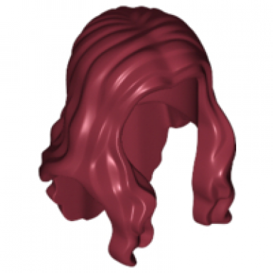 dark red minifigure hair long wavy with center part