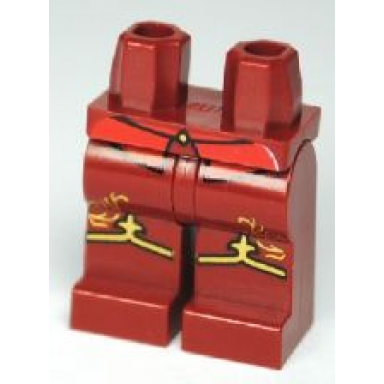 dark red hips and legs with shirttails gold band and fleur-de-lis pattern