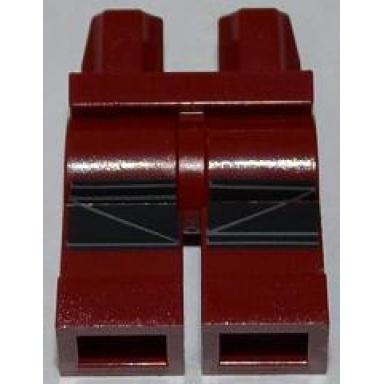 dark red hips and legs with black straps pattern