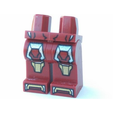 dark red hips and legs with gold knee pads silver thigh armor and boot tips pattern iron man mark 17