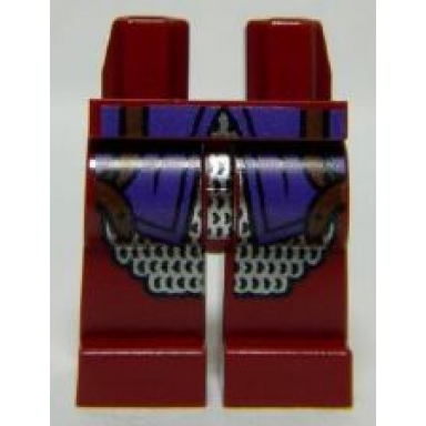 dark red hips and legs with dark purple shirttails brown straps and silver mail pattern