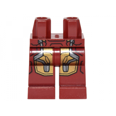 dark red hips and legs with iron man gold and silver knee plates pattern
