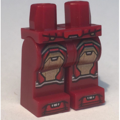 dark red hips and legs with red and gold armor panels pattern