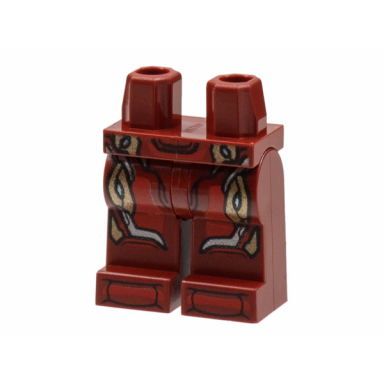 dark red hips and legs with armor red plates silver and gold trim pattern