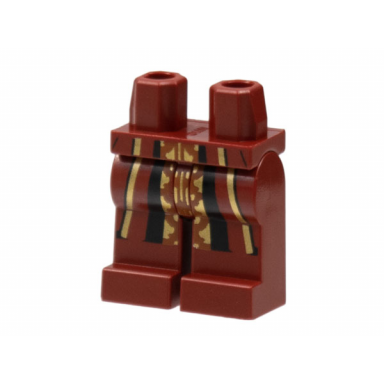 dark red hips and legs with robe ends gold and black stripes gold and dark orange center panel pattern