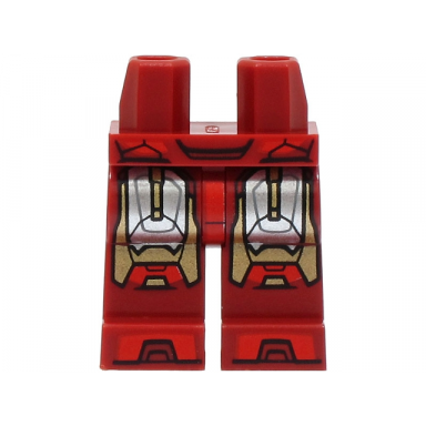 dark red hips and legs with large silver and gold armor plates and red trim and toes pattern