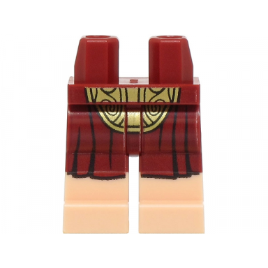 dark red hips and legs with molded light nougat lower legs boots and printed dark red and gold loincloth pattern
