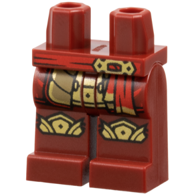 dark red hips and legs with red sash gold buckle armor and kneepads pattern
