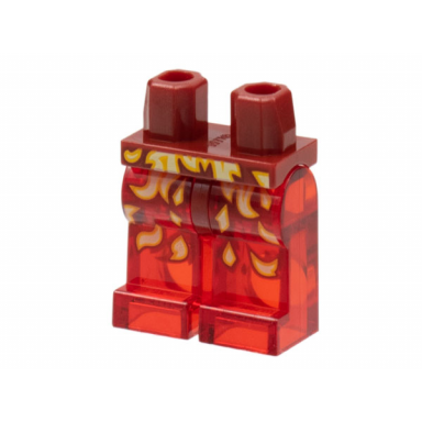 dark red hips and trans-red legs with bright light orange and white flames pattern