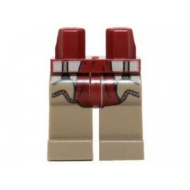 dark red hips and dark tan legs with dark red sash and chaps pattern