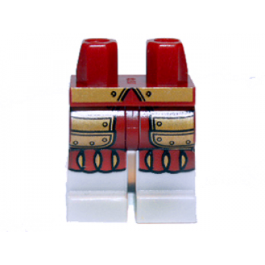 dark red hips and light bluish gray legs with gold belt and armor pattern