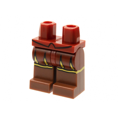dark red hips and reddish brown legs with dark red pants with gold trim pattern