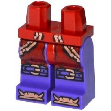 dark red hips and dark purple legs with copper chains buckles on knees and bones on feet pattern
