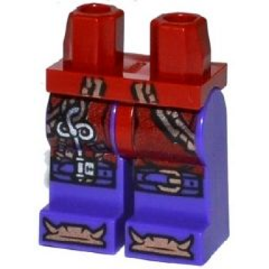 dark red hips and dark purple legs with copper chains with key buckles on knees and bones on feet pattern