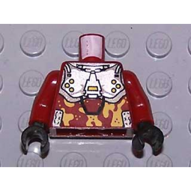 dark red torso exo-force silver body armor with light orange camouflage pattern dark red arms black hands