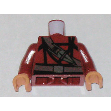 dark red torso indiana jones dark brown belt and sash with ceremonial katar knife dagger pattern dark red arms nougat hands