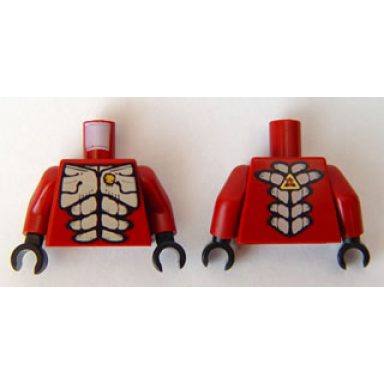 dark red torso alien with muscles outline and gold skull pattern dark red arms black hands