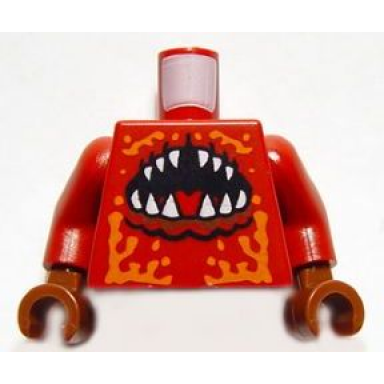 dark red torso atlantis lobster with open mouth pattern dark red arms reddish brown hands
