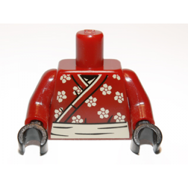 dark red torso wrapped samurai robe with flowers pattern dark red arms black hands