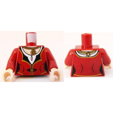 dark red torso potc dress with gold and black trim white collar gold medallion pattern dark red arms light nougat hands