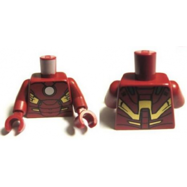 dark red torso armor with white circle arc reactor gold panels pattern iron man mark 7 dark red arms dark red hands