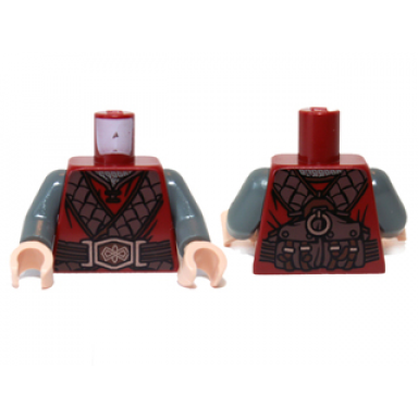 dark red torso lotr leather straps and belt buckle ornate pattern gimli dark bluish gray arms light nougat hands