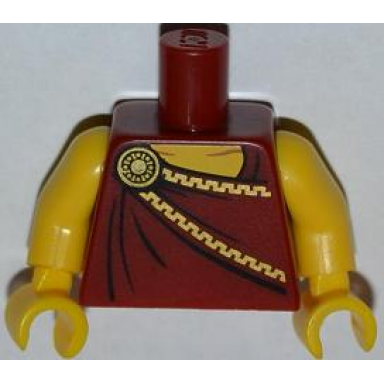 dark red torso toga with gold clasp pattern yellow arms yellow hands