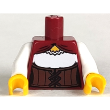 dark red torso female reddish brown corset with laces over white blouse yellow neck pattern white arms yellow hands