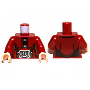 dark red torso lotr coat with plaid collar and large silver buckle pattern dark red arms light nougat hands