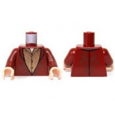 dark red torso lotr elven coat with gold scrollwork pattern elrond dark red arms light nougat hands