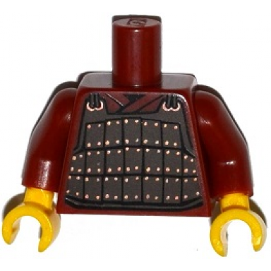 dark red torso armor plate dark brown with copper rivets pattern dark red arms yellow hands