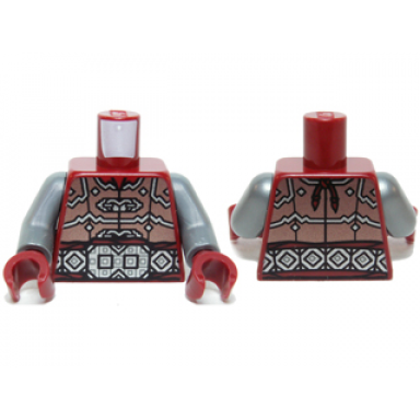 dark red torso lotr armor with belt with large silver buckle and diamond pattern flat silver arms dark red hands