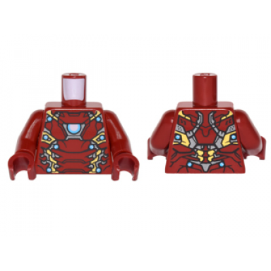 dark red torso armor with partial white and blue circle and gold silver and blue plates mark 46 pattern dark red arms dark red hands