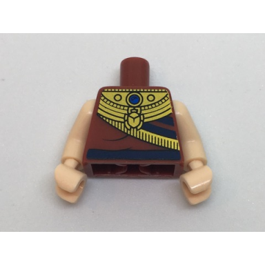 dark red torso ancient egyptian gold collar with scarab blue jewel and dark blue belt pattern light nougat arms light nougat hands