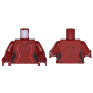 dark red torso female outline black neckline and collarbones 2 red stripes pattern dark red arms dark red hands