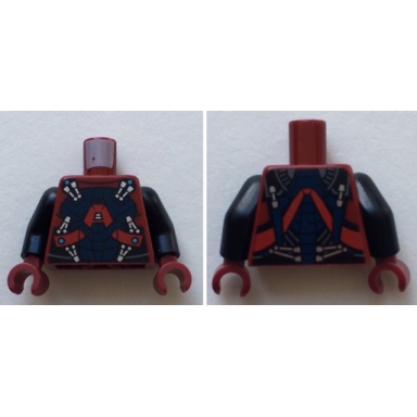 dark red torso dark blue armor with silver clasps pattern atom black arms dark red hands