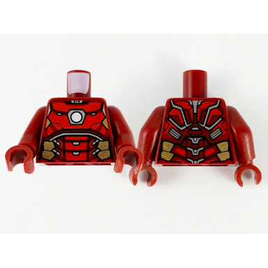 dark red torso armor white circle arc reactor silver and gold trim pattern dark red arms dark red hands