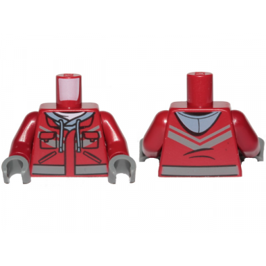 dark red torso hooded sweatshirt pockets and dark bluish gray markings pattern dark red arms dark bluish gray hands