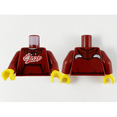 dark red torso hoodie red 2021 with ox head tail and white ox horns on hood pattern dark red arms yellow hands