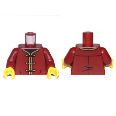 dark red torso robe with gold trim and 3 clasps pattern dark red arms yellow hands