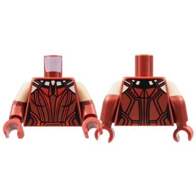 dark red torso female mesh top red vertical webbing light nougat shoulders pattern dark red arms with molded light nougat short sleeves pattern dark red hands