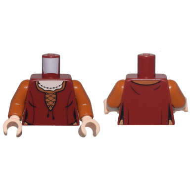 dark red torso female blouse with laces over dark orange shirt black necklace light nougat neck pattern dark orange arms light nougat hands