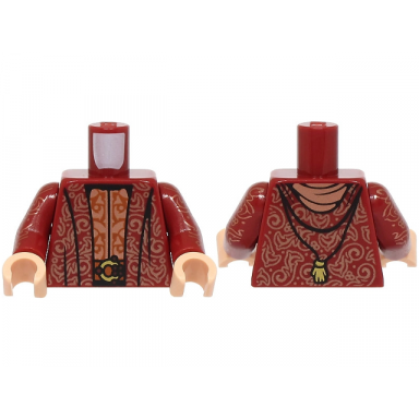 dark red torso robe with hood copper filigree dark orange belt with gold buckle pattern dark red arms with copper filigree pattern light nougat hands