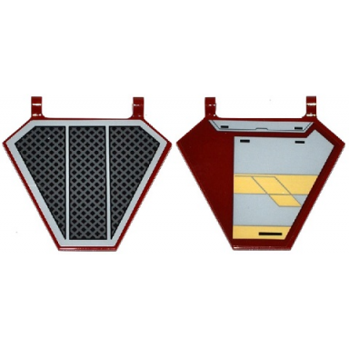 dark red flag 5 x 6 hexagonal with sw black radiator plate pattern on one side and jedi interceptor on other side left stickers - set 75135
