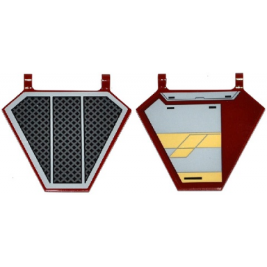 dark red flag 5 x 6 hexagonal with sw black radiator plate pattern on one side and jedi interceptor on other side right stickers - set 75135